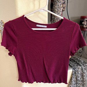 Burgundy Crop Shirt